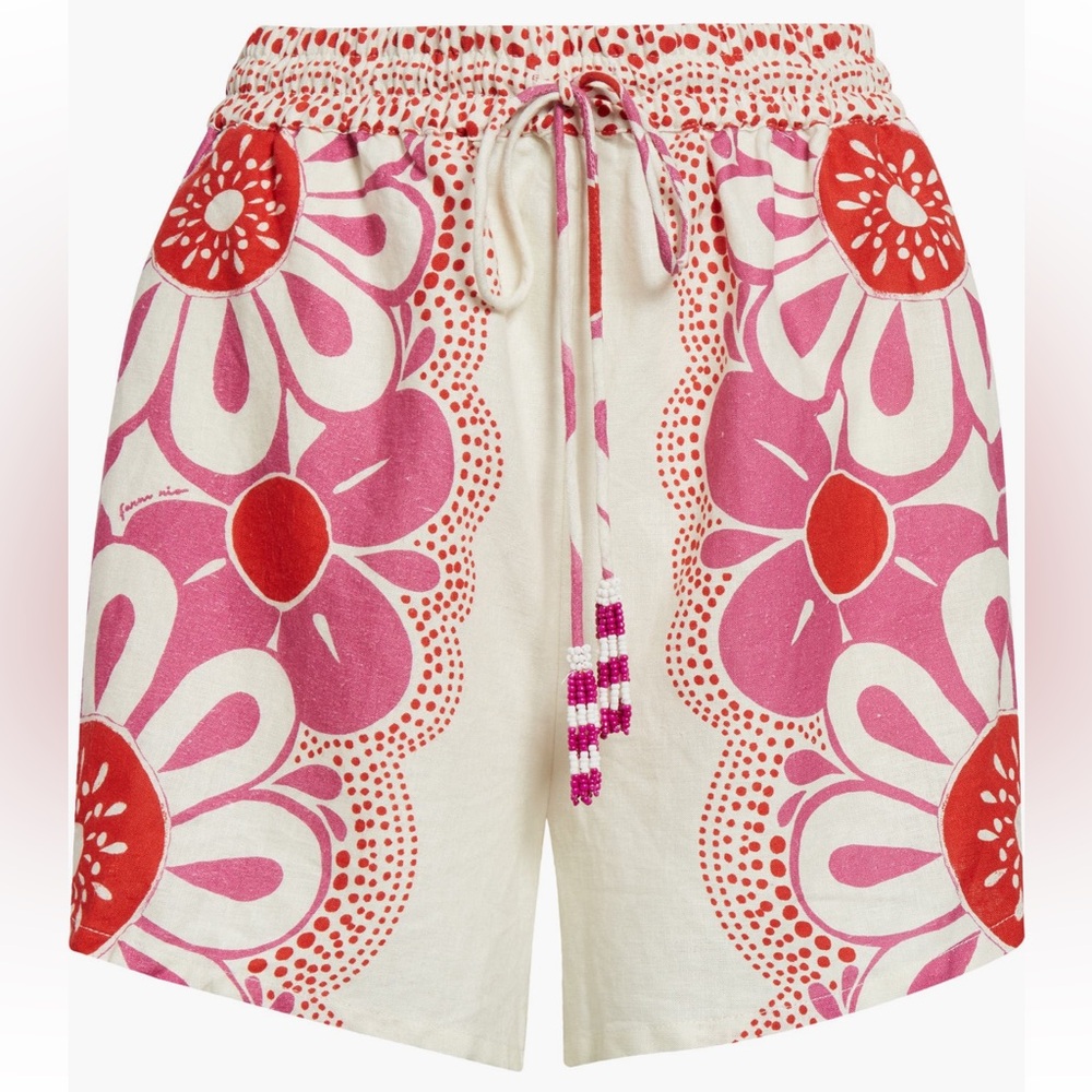 NEW Farm Rio Maia Floral Linen Blend Drawstring Shorts - Picture 5 of 9